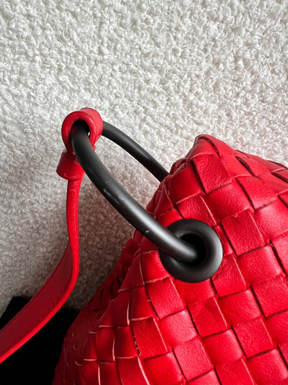 Bottega Veneta Red Intreciatto Flap Shoulder Bag