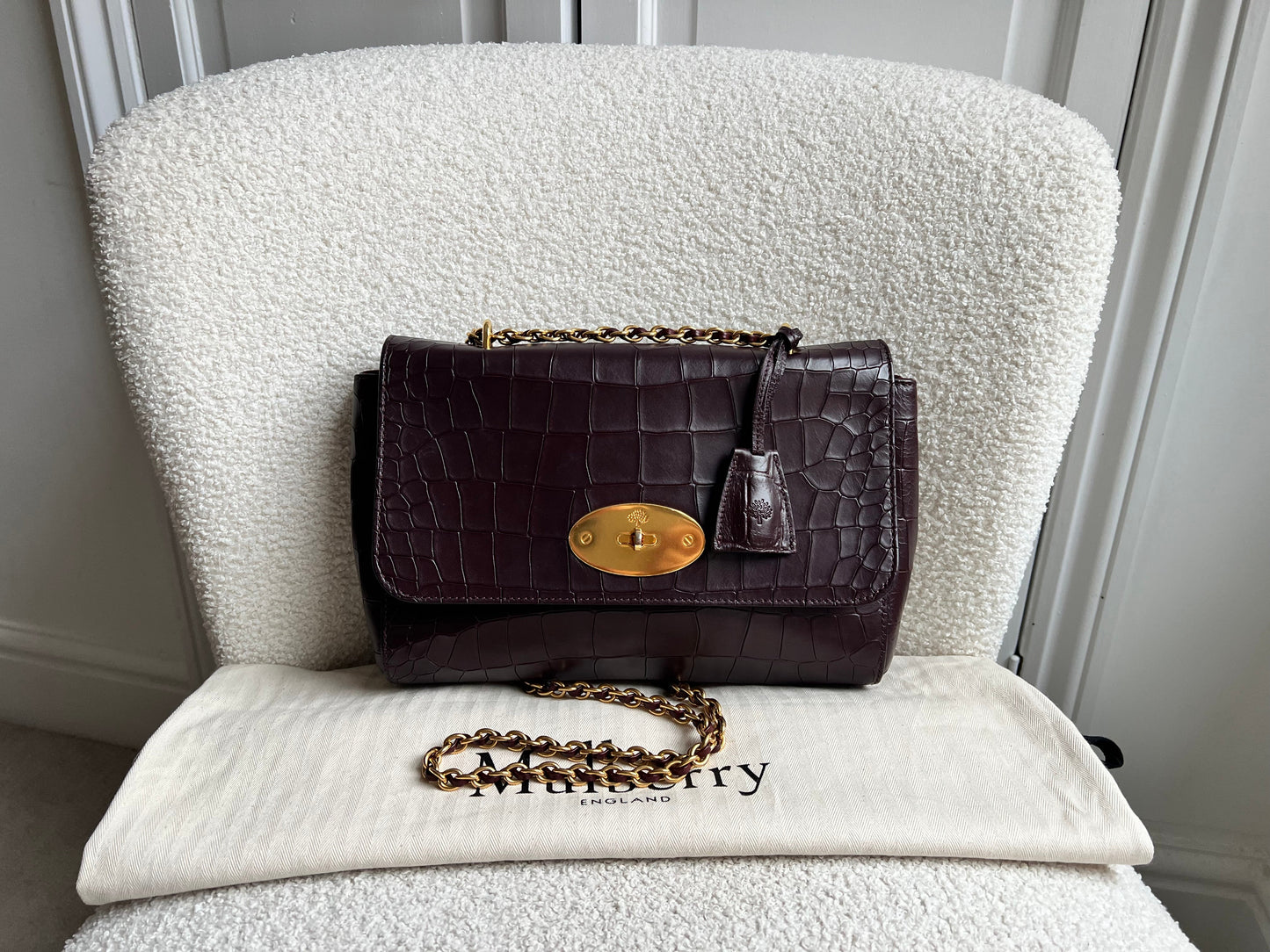 Mulberry Oxblood Deep Embossed Croc Medium Lily (RRP £1095)