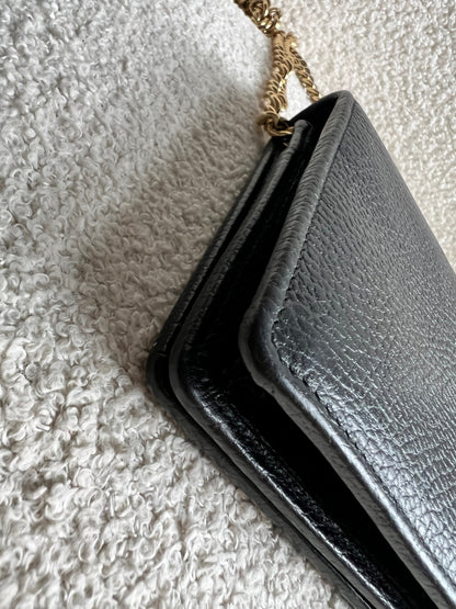 Gucci Black GG Marmont Chain Wallet (RRP £790)