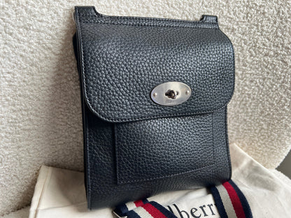 Mulberry Small Black Antony with striped strap