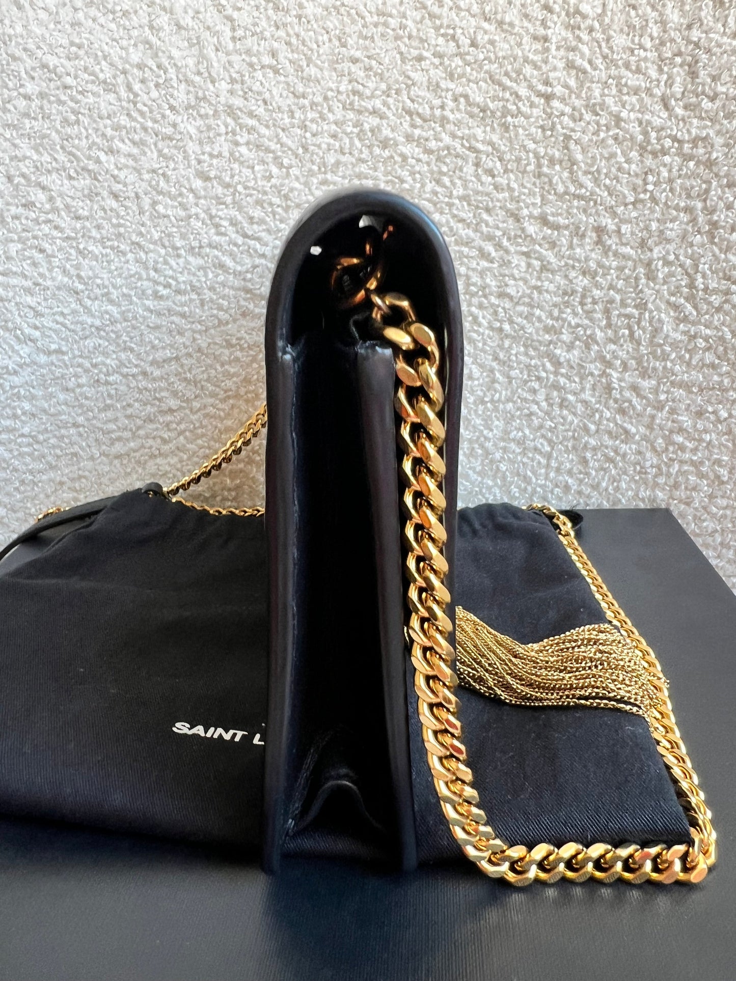 Yves Saint Laurent (YSL) Black Kate Tassel Chain Wallet Gold Hardware (RRP £1,440)