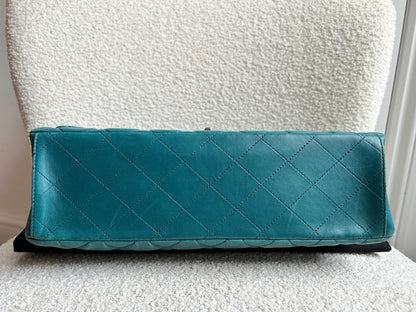 Chanel Maxi Single Flap in Teal Lambskin Silver Hardware