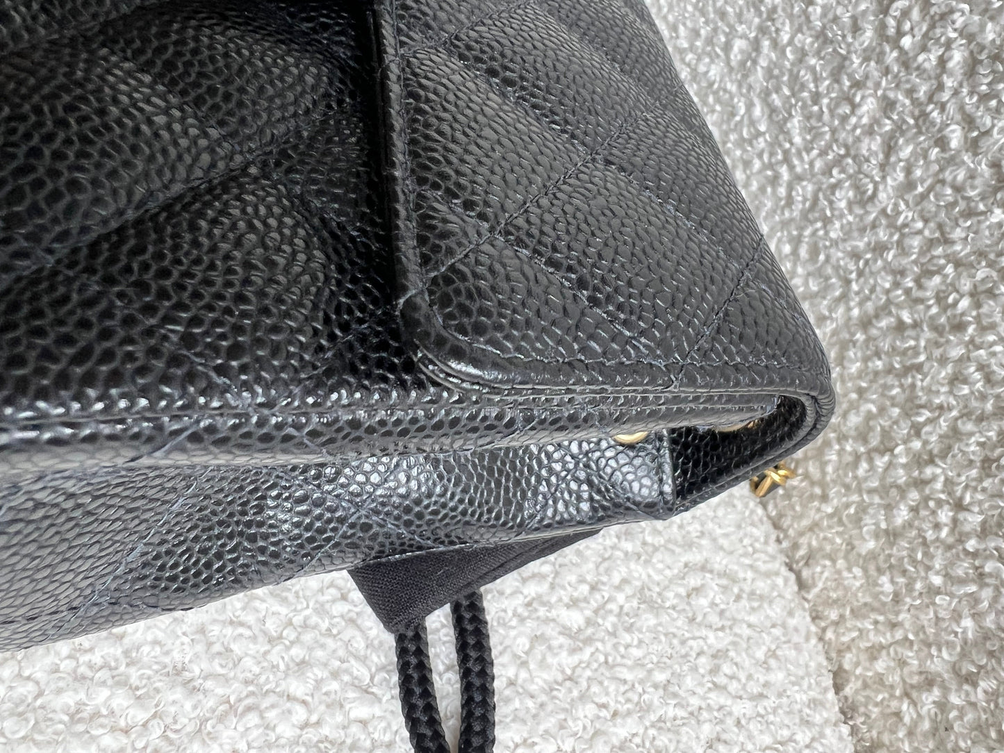 Chanel Square Mini Classic Flap in Black Caviar with gold hardware