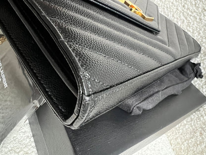 Yves Saint Laurent (YSL) Black Cassandre Envelope Chain Wallet (RRP £1,200)