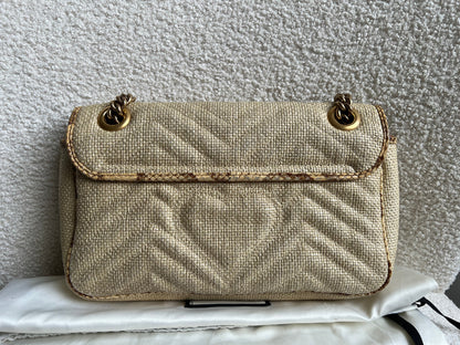 Gucci GG Beige Raffia Marmont Small Shoulder Bag (RRP £1,570)