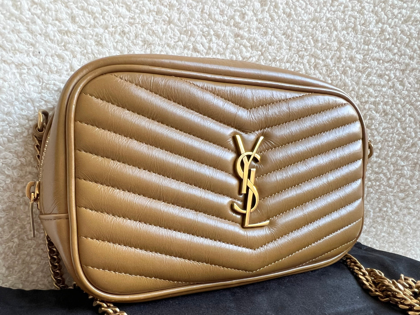 Yves Saint Laurent (YSL) Toffee Beige Mini Lou Camera Bag (RRP £1285)