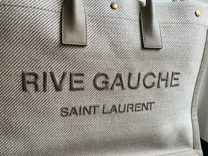 Yves Saint Laurent Large Rive Gauche in Canvas and Printed Leather (RRP £1440)