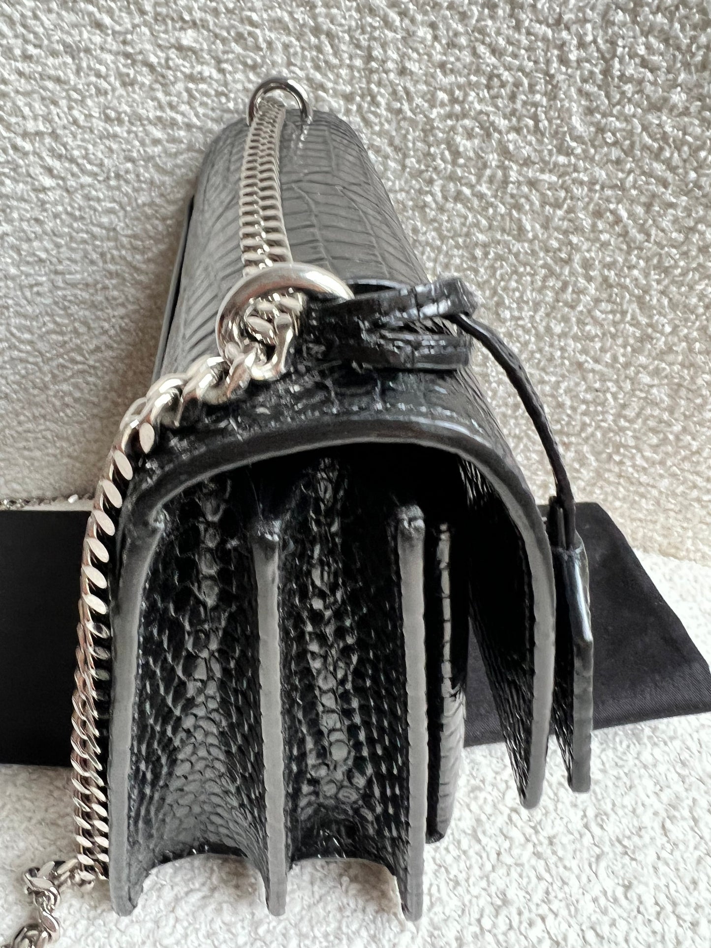 Yves Saint Laurent (YSL) Black Croc Medium Sunset with Silver Hardware (RRP £2,200)