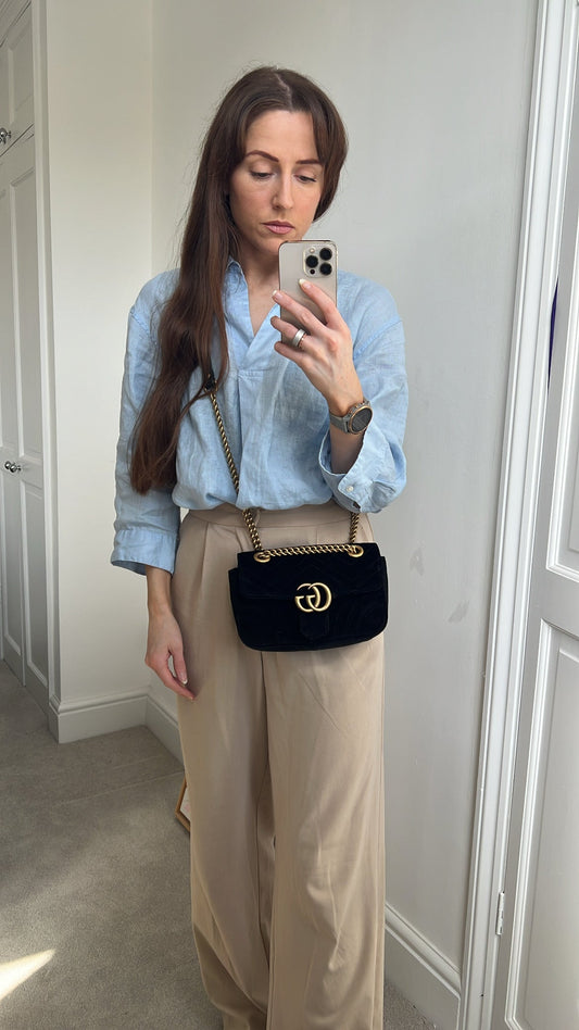 Gucci GG Black Velvet Marmont Mini Shoulder Bag (RRP £1395)