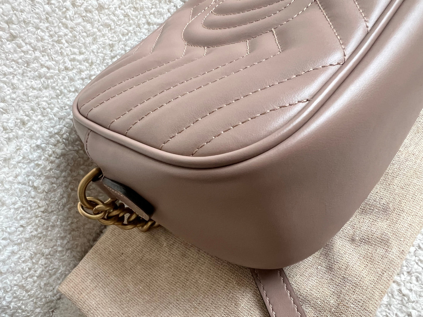 Gucci GG Marmont Porcelain Rose Small Shoulder Bag (RRP £1440)