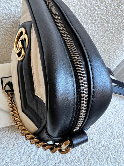 Gucci GG Black and White Marmont Mini Shoulder Bag (RRP £1,360)