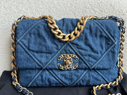 Chanel Small 19 in Blue Denim