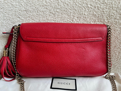 Gucci Red Soho Chain Crossbody Flap Bag