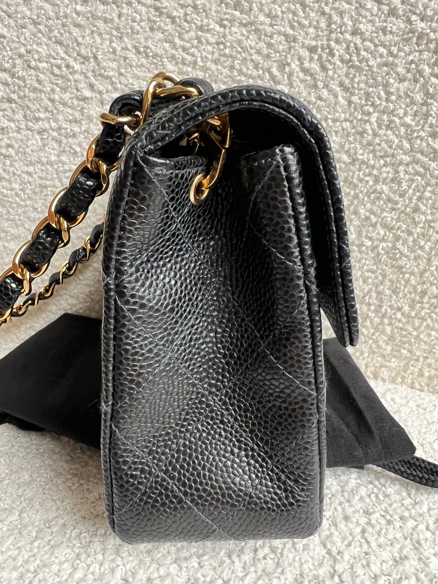 Chanel Square Mini Classic Flap in Black Caviar with gold hardware