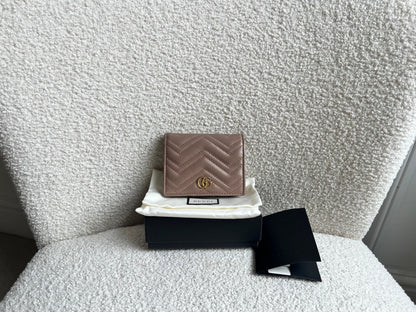 Gucci GG Dusty Pink Marmont Matelassé Card Case Wallet (RRP £410)