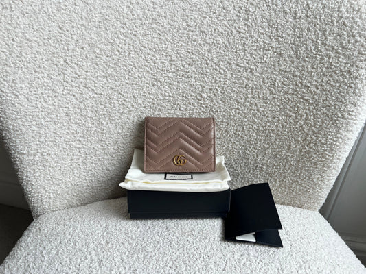 Gucci GG Dusty Pink Marmont Matelassé Card Case Wallet (RRP £410)