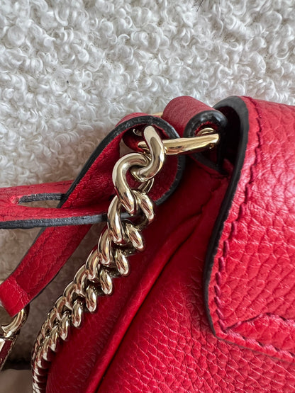 Gucci Red Soho Chain Crossbody Flap Bag