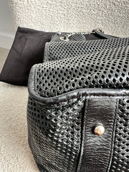 Chanel Black Perforated Up in the Air Tote Retro