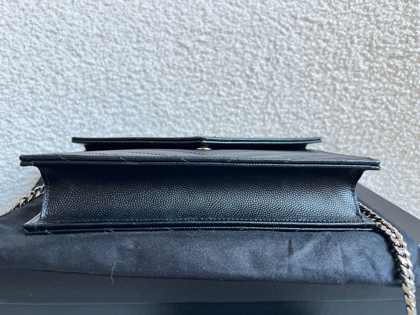 Yves Saint Laurent (YSL) Black Cassandra Envelope Chain Wallet (RRP £870)