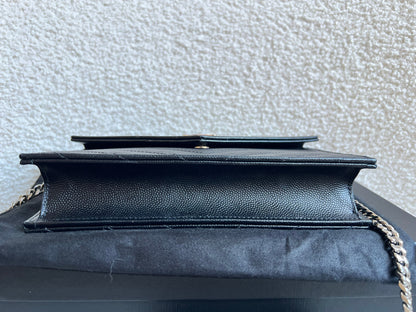 Yves Saint Laurent (YSL) Black Cassandra Envelope Chain Wallet (RRP £870)