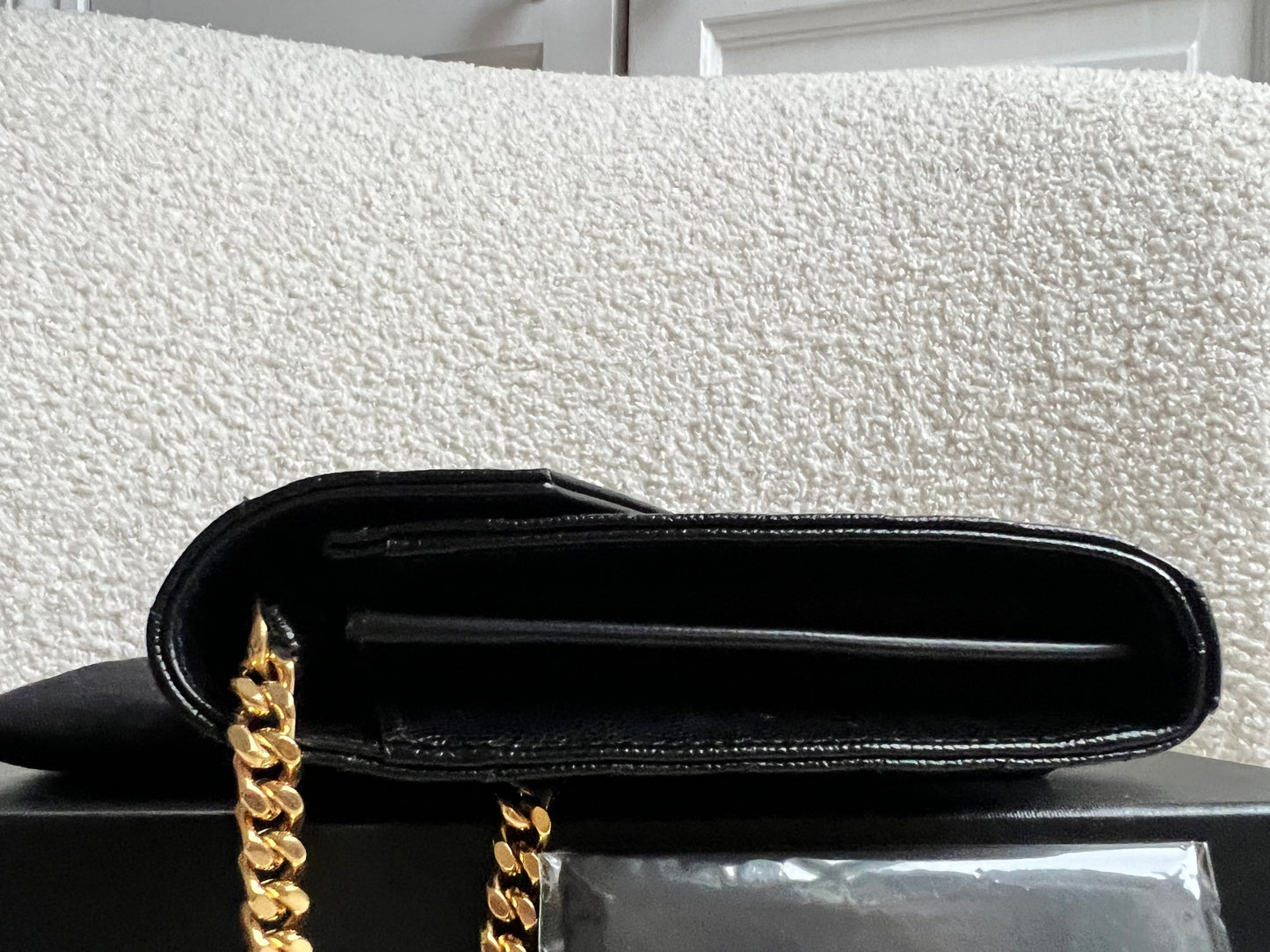 Yves Saint Laurent (YSL) Black Cassandre Envelope Chain Wallet (RRP £1,200)