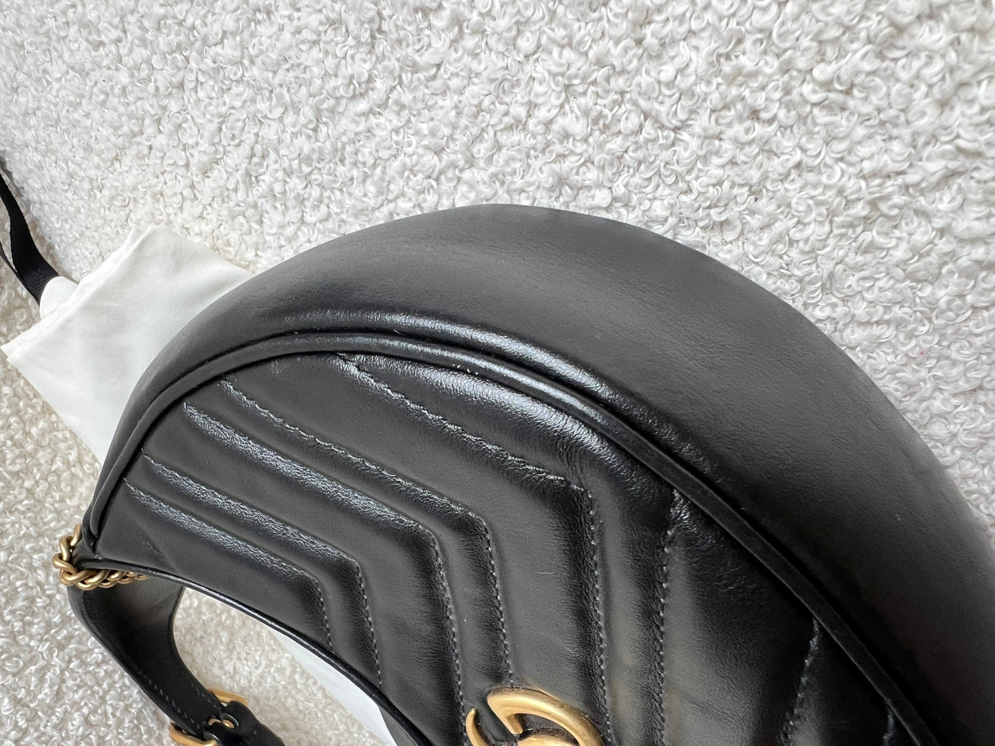 Gucci GG Black Mini Half Moon Marmont Shoulder Bag (RRP £1160)