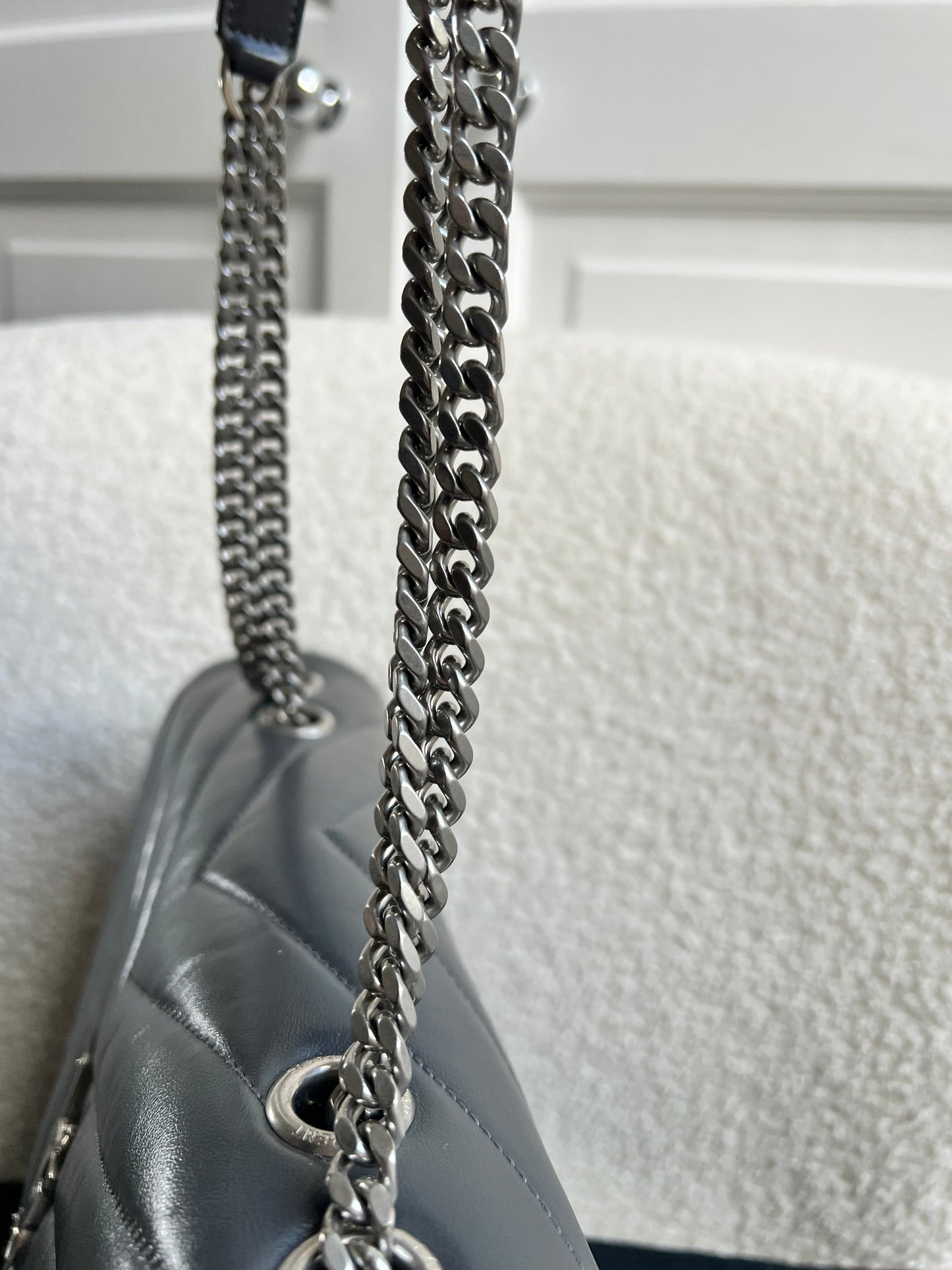Yves Saint Laurent (YSL) Medium Grey Lou Lou Silver Hardware
