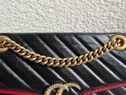 Gucci GG Black and Red Torchon Marmont Small Shoulder Bag