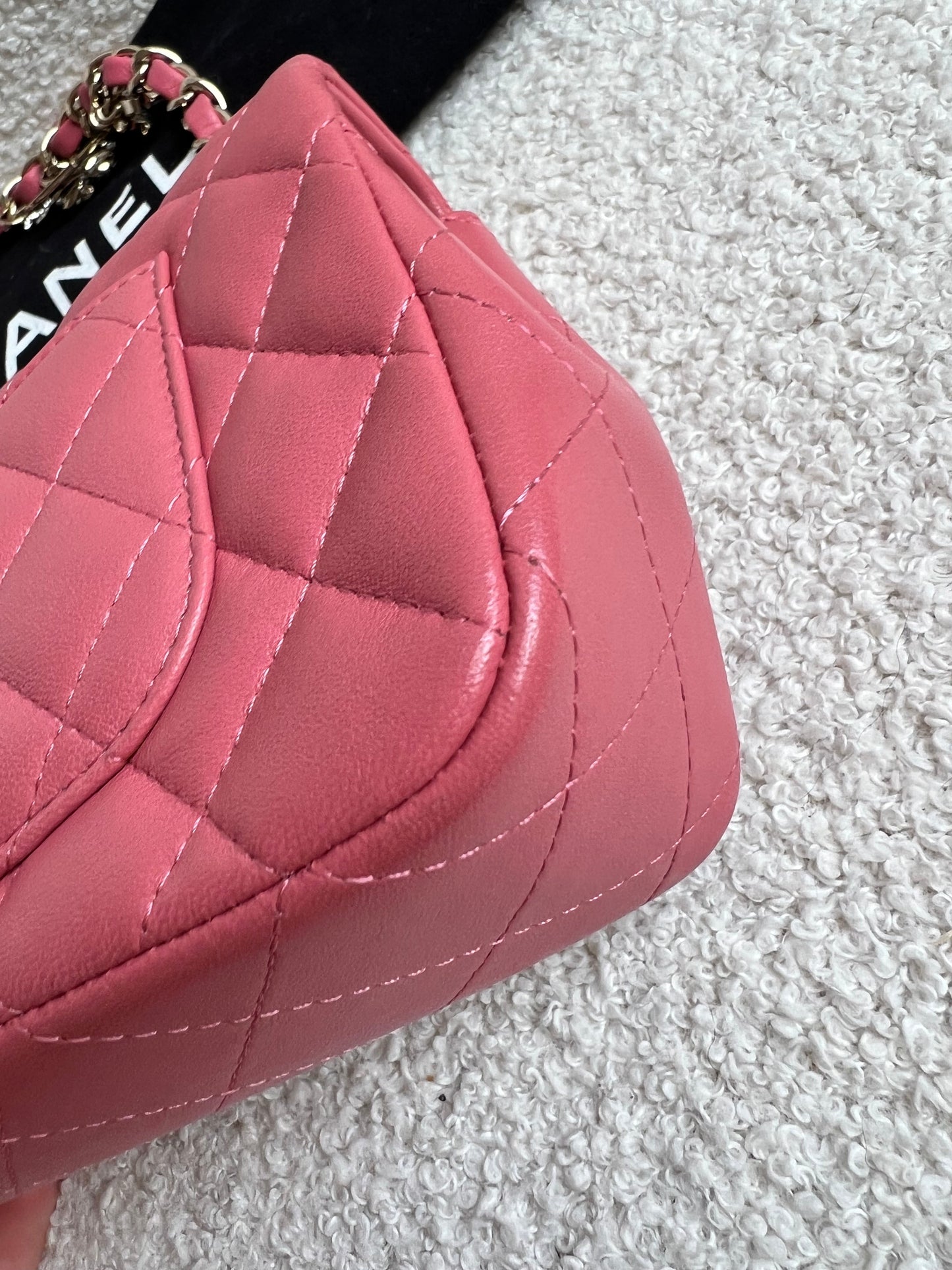 Chanel Mini Rectangular Classic Flap Valentines Day Edition in Pink Lambskin
