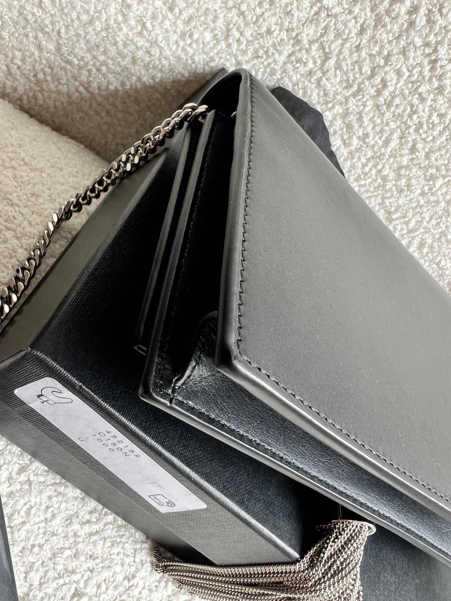Yves Saint Laurent (YSL) Black Kate Tassel Chain Wallet Silver Hardware (RRP £1,440)