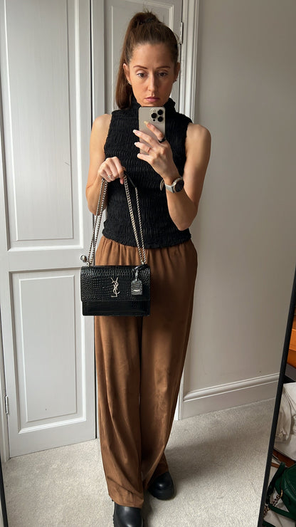 Yves Saint Laurent (YSL) Black Croc Medium Sunset with Silver Hardware (RRP £2,200)