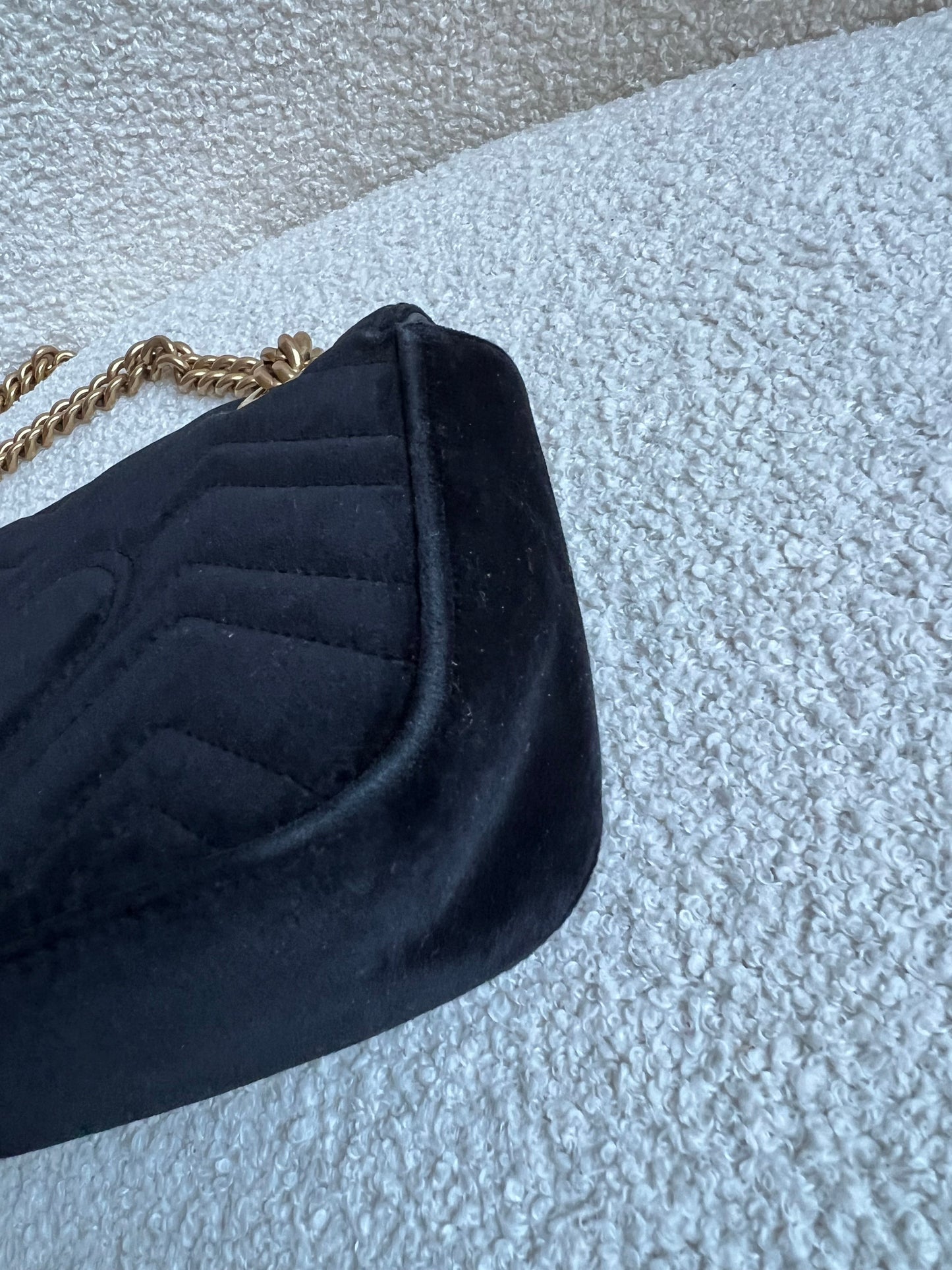 Gucci GG Black Velvet Marmont Mini Shoulder Bag (RRP £1395)