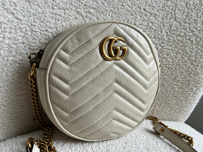 Gucci GG Round White Marmont Small Shoulder Bag (RRP £1,090)