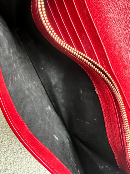 Yves Saint Laurent (YSL) Red Belle de Jour Chain Wallet Clutch