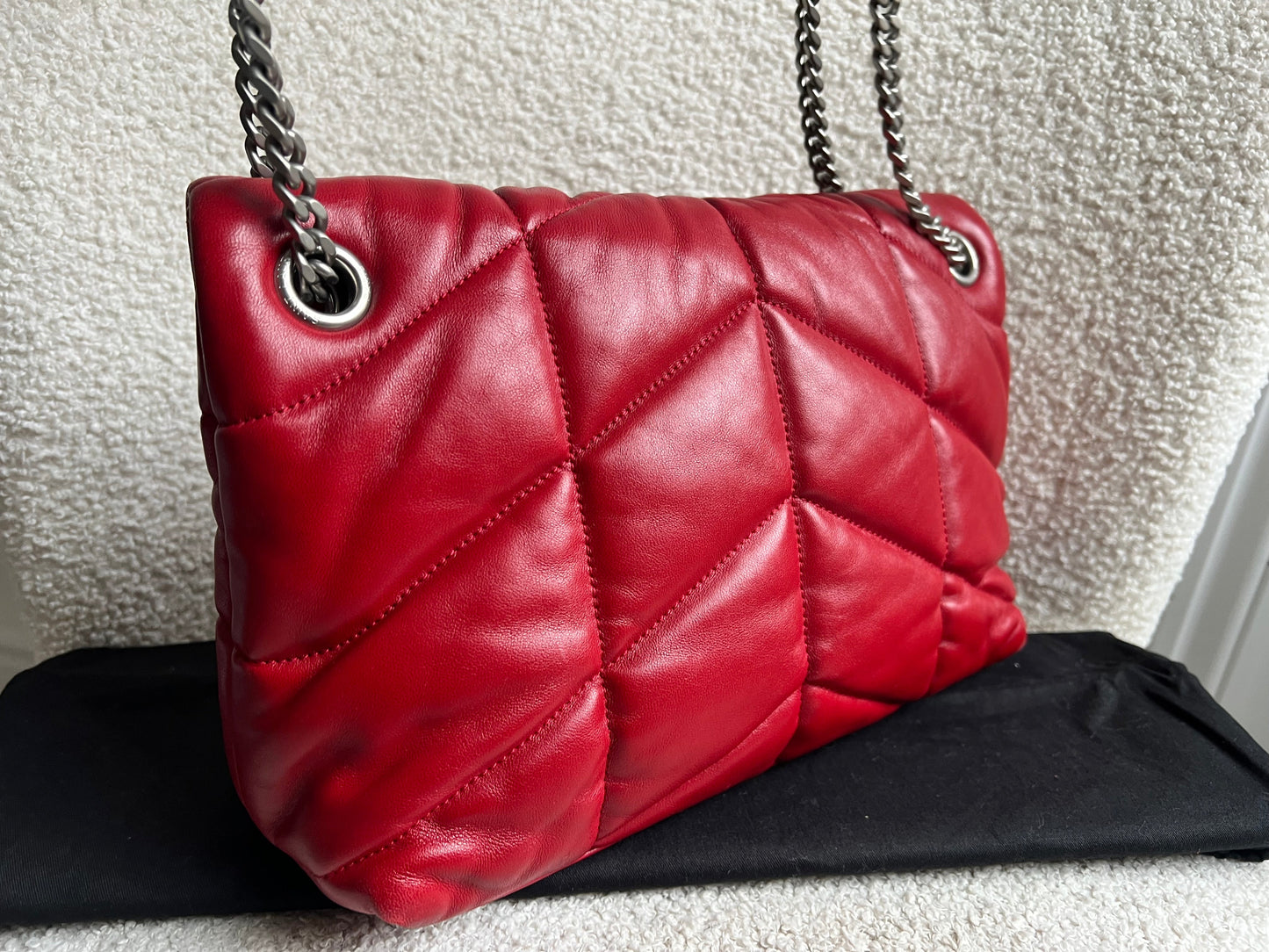Yves Saint Laurent (YSL) Small Puffer in Red Quilted Lambskin (RRP £2,415)