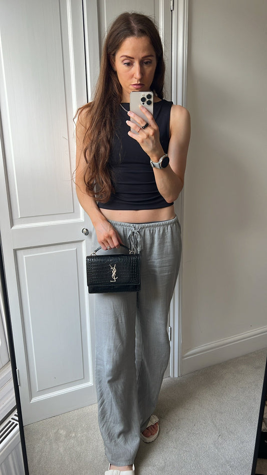 Yves Saint Laurent (YSL) Black Croc Mini Sunset Top Handle (RRP £1,445)