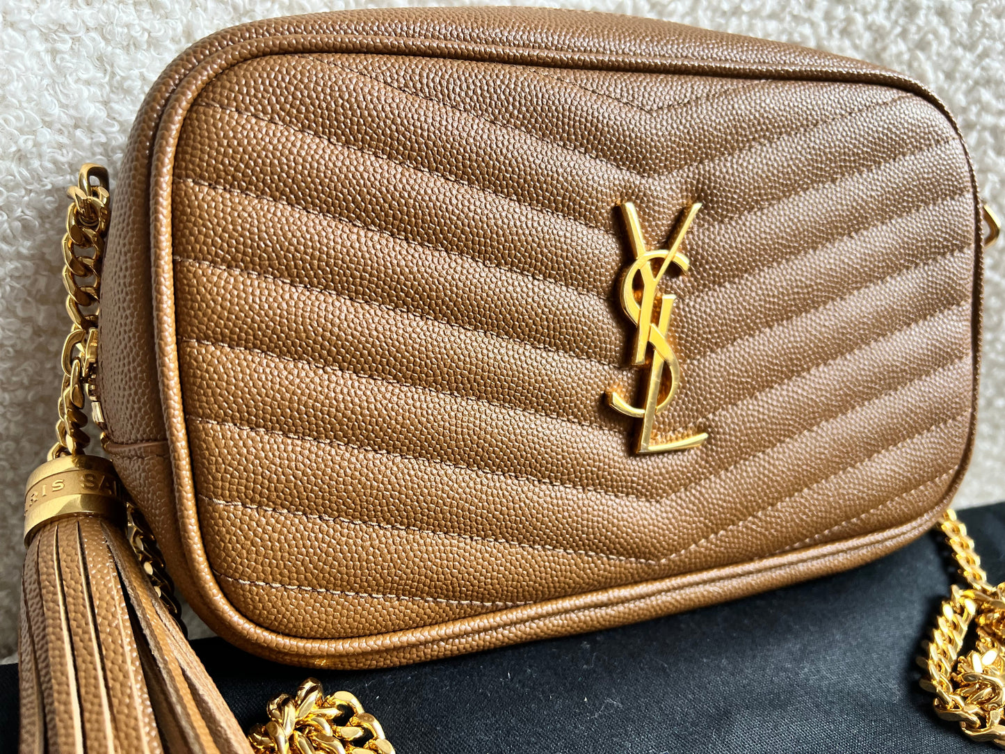Yves Saint Laurent (YSL) Tan Mini Lou Camera Bag (RRP £1285)
