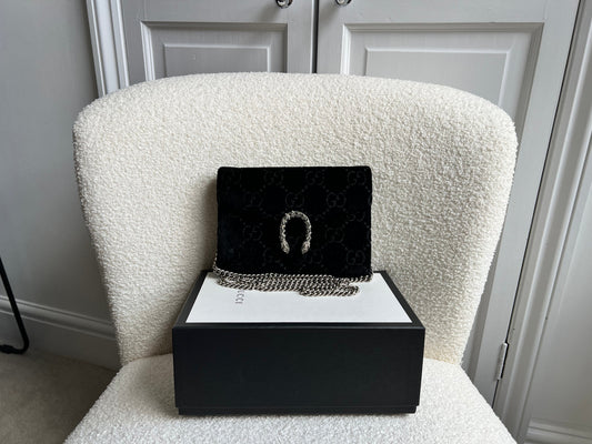 Gucci Black Velvet Dionysus Mini Chain Bag