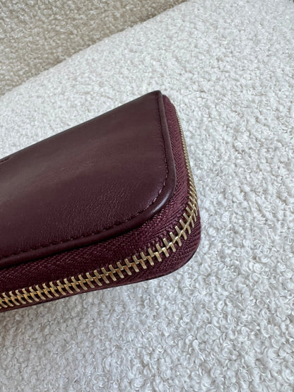 Mulberry Cara 'Lion & Heart Rivets' Zip Around Continental Purse in Oxblood Silky Calf