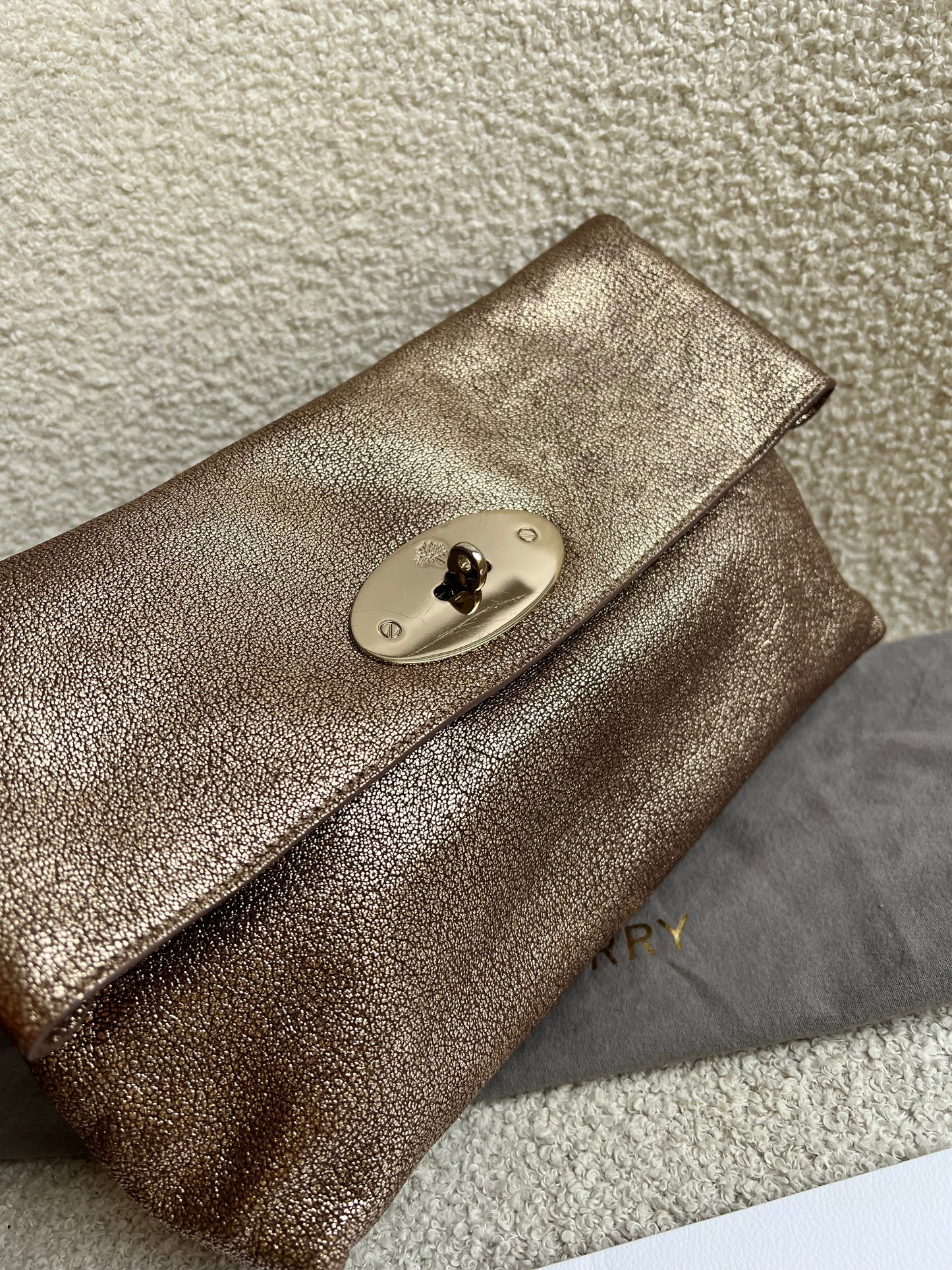 Mulberry Metallic Mushroom Clemmie Clutch (RRP £695)