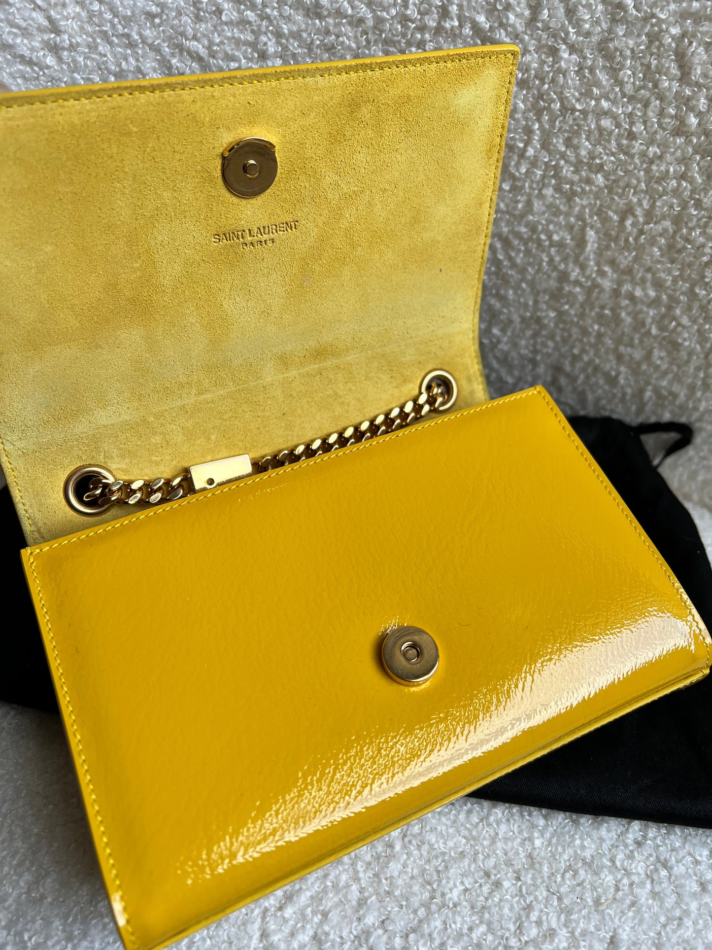 Yves Saint Laurent (YSL) Small Kate Yellow Patent with Gold Hardware (RRP £1,440)