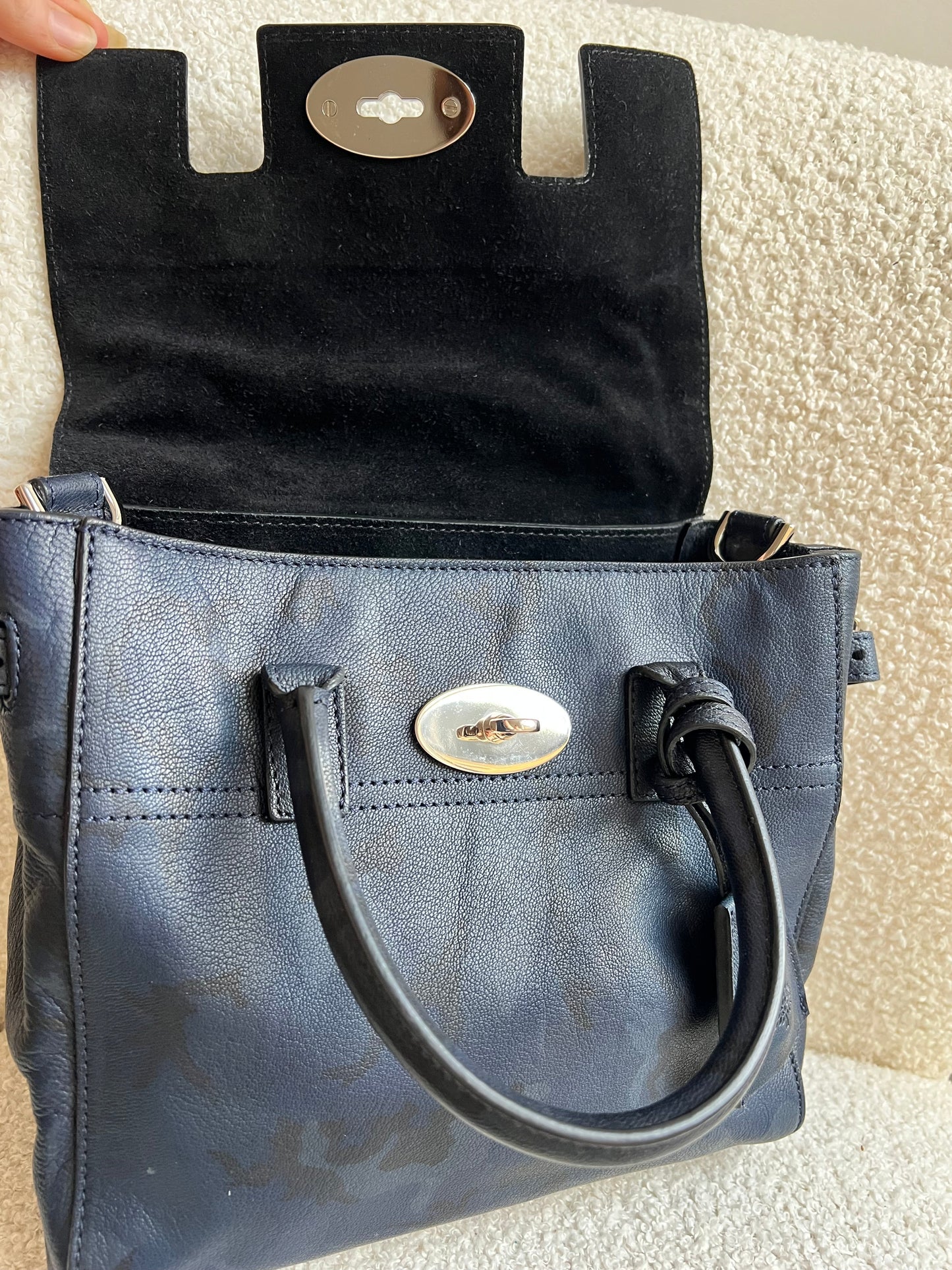Mulberry Mini Cara Backpack in Midnight Blue Camo Printed Goat (RRP £995)