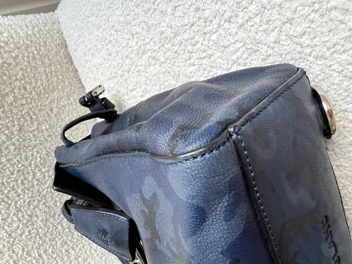 Mulberry Mini Cara Backpack in Midnight Blue Camo Printed Goat (RRP £995)