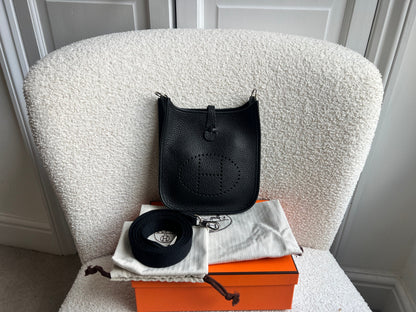 Hermes Evelyne TPM in Black Clemence Leather with Palladium Hardware