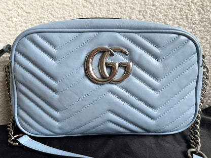 Gucci GG Pale Blue Marmont Small Shoulder Bag (RRP £1440)
