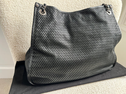 Chanel Black Perforated Up in the Air Tote Retro