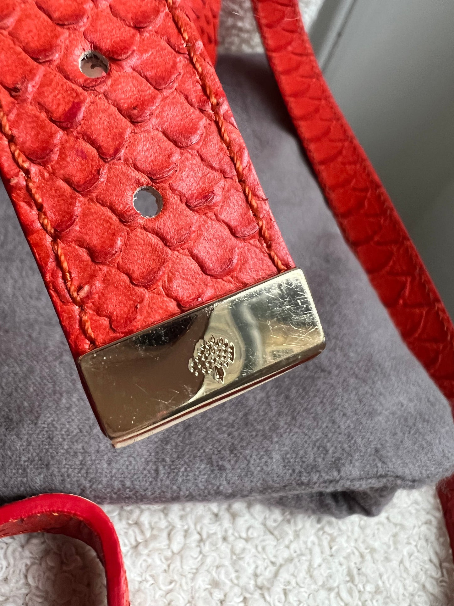 Mulberry Flame Red Silky Snake Print Regular Alexa (RRP £1100)