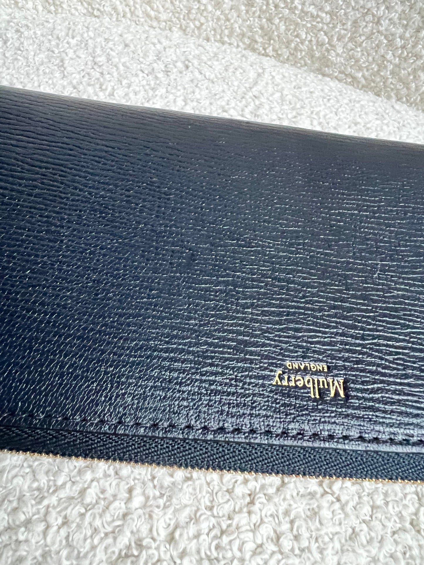 Mulberry Medium Part Around Zip Wallet in Navy and Emerald Printed Goat