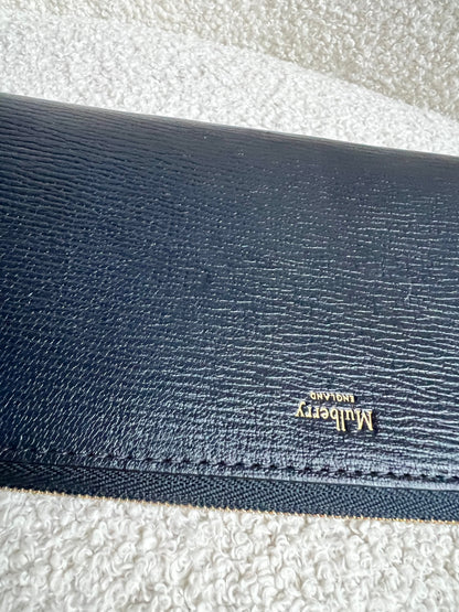 Mulberry Medium Part Around Zip Wallet in Navy and Emerald Printed Goat