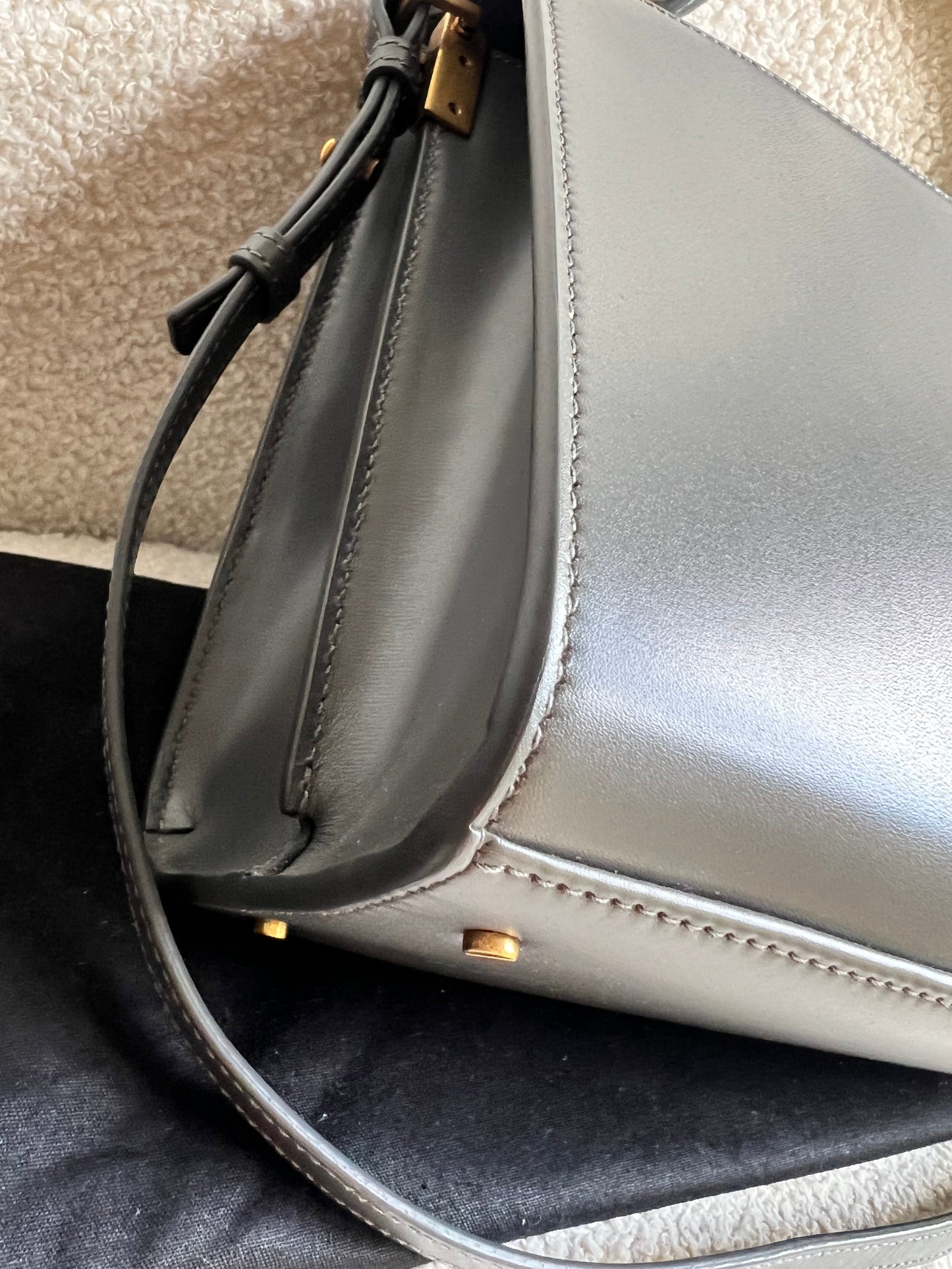 Saint Laurent YSL Cassandra Top Handle with Strap in Storm Grey Calfskin & Suede (RRP £2740)